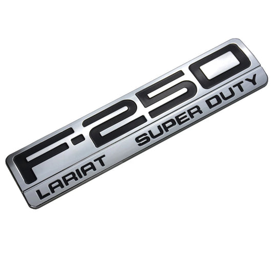 Fit for F250 Lariat 2005-2007 Super Duty Emblem 3D Badge CHROME BLACK 1pc