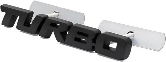 1X Metal Turbo Grille Front Emblem 3D Badge Sticker for Universal Cars (Black)