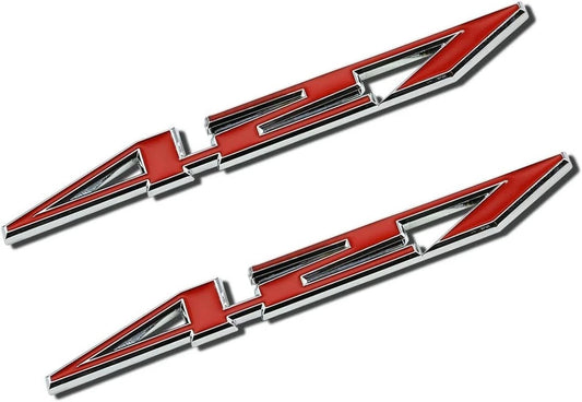 2X 427 Aluminum Emblem Badge Decal Red & Silver for Z06-C6 427 CI (Silver Red)