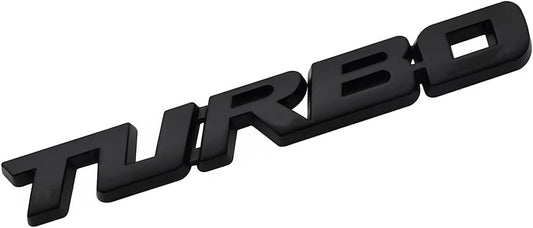 2Pcs Metal Turbo Front Hood Side Body 3D Emblem Badge for Universal Cars (Black)
