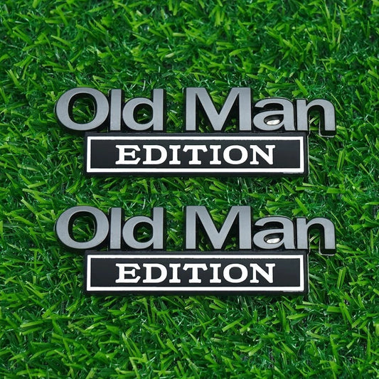 2pc Old Man Edition 3D Metal Emblem Fender Rear Tailgate Bumper (Black White)
