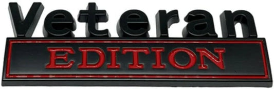 2PCS Veteran Edition Car Decal Emblem 3D Letters Badge Truck Adhesive Black Red