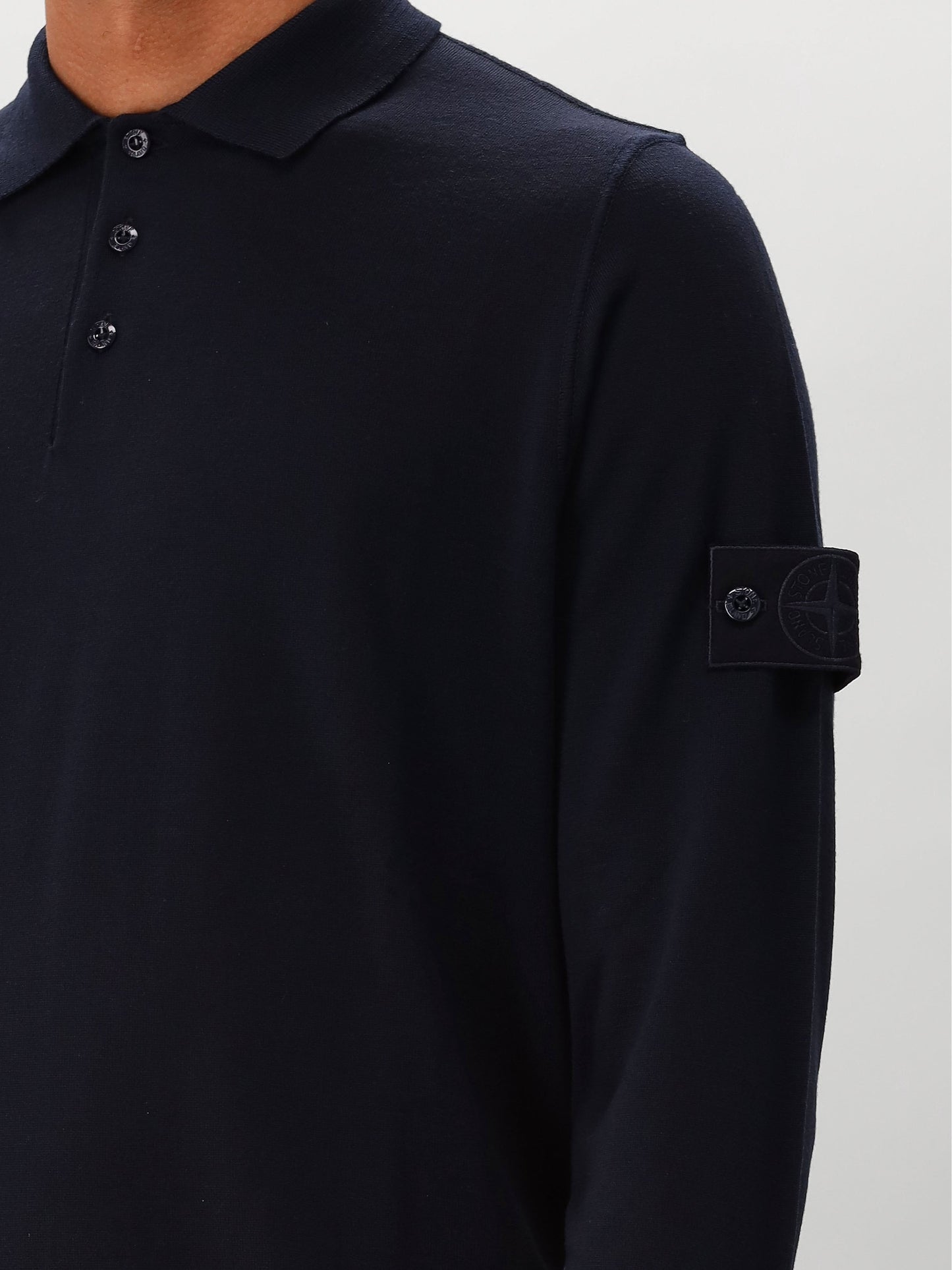 Stone Island Gebreide Longsleeve Polo Blauw