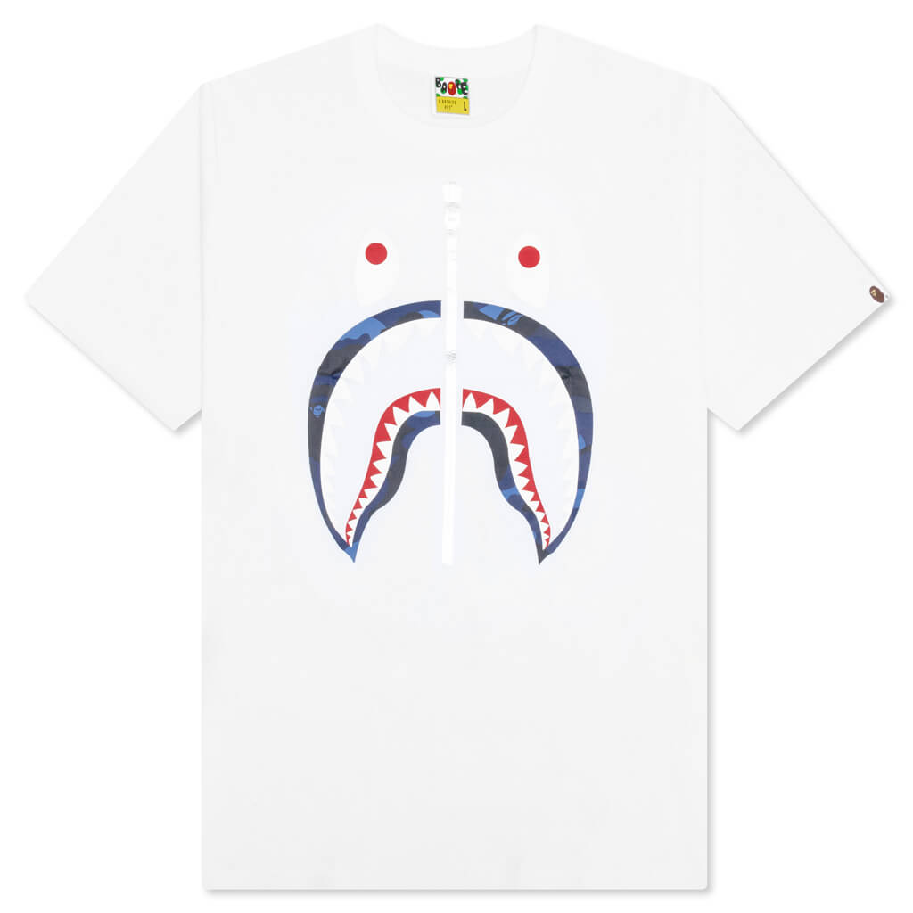 Color Camo Shark Tee - White/Navy