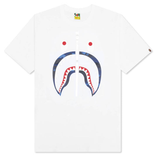 Color Camo Shark Tee - White/Navy
