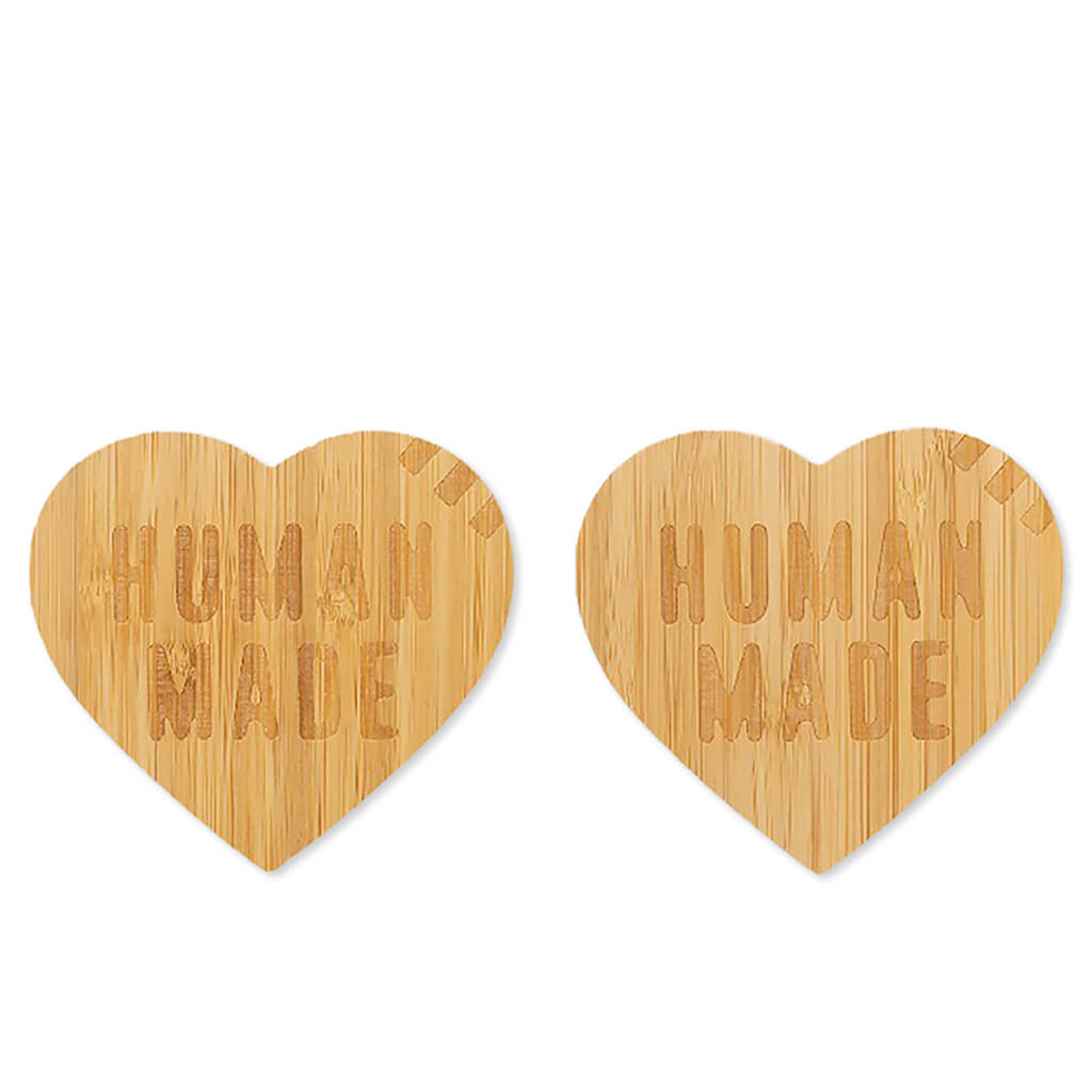 Heart Bamboo Coaster 2 Piece Set - Beige