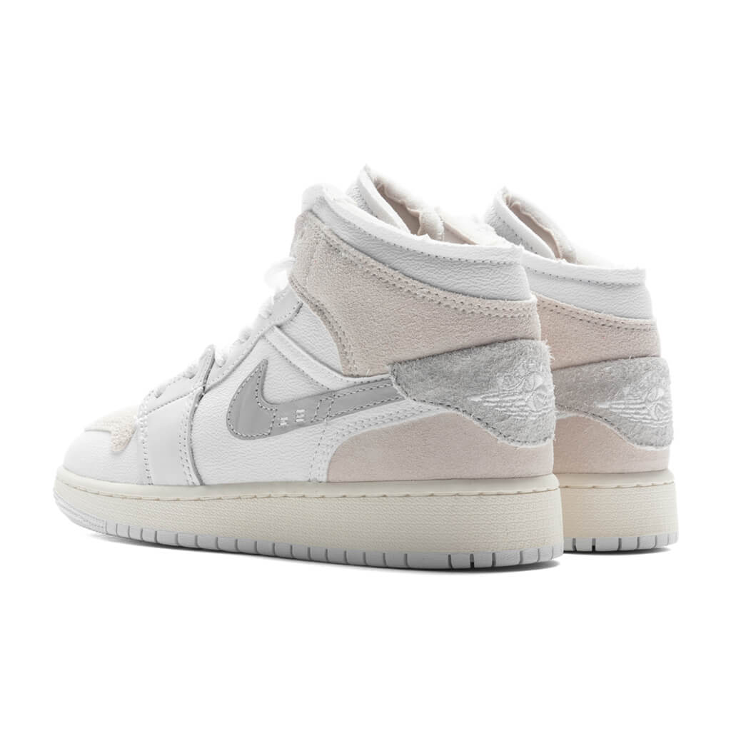 Jordan 1 Mid SE Craft (GS) - White/Light Orewood Brown/Tech Grey
