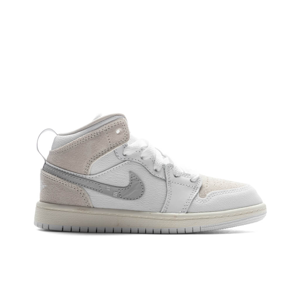 Jordan 1 Mid SE Craft (PS) - White/Light Orewood Brown/Tech Grey