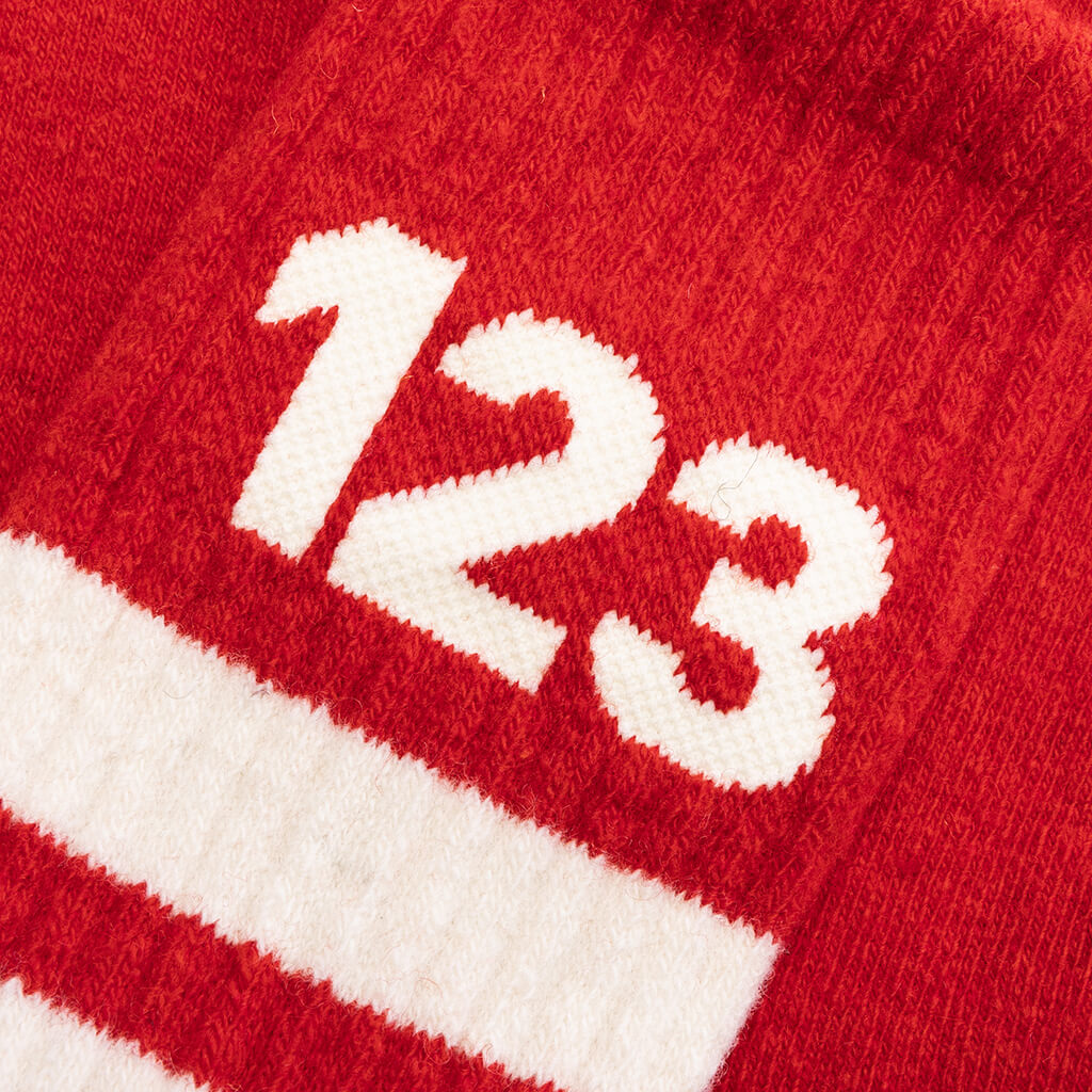 123 Socks - Red/Vintage White
