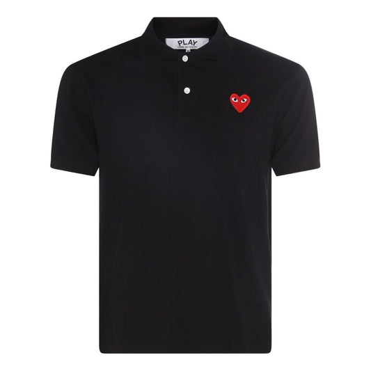 COMME des GARCONS PLAY SS25 Heart-Patch Polo Shirt 'Black' AX-T006-051-1