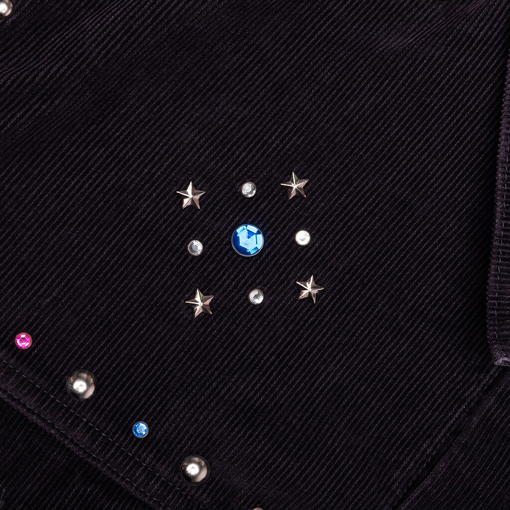 14W Corduroy Studded Jean Jacket - Black