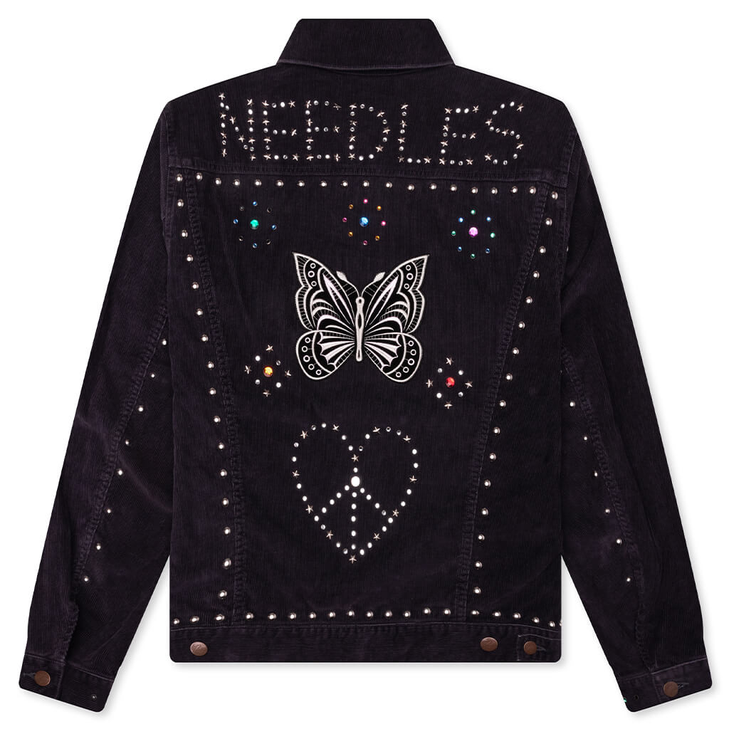 14W Corduroy Studded Jean Jacket - Black