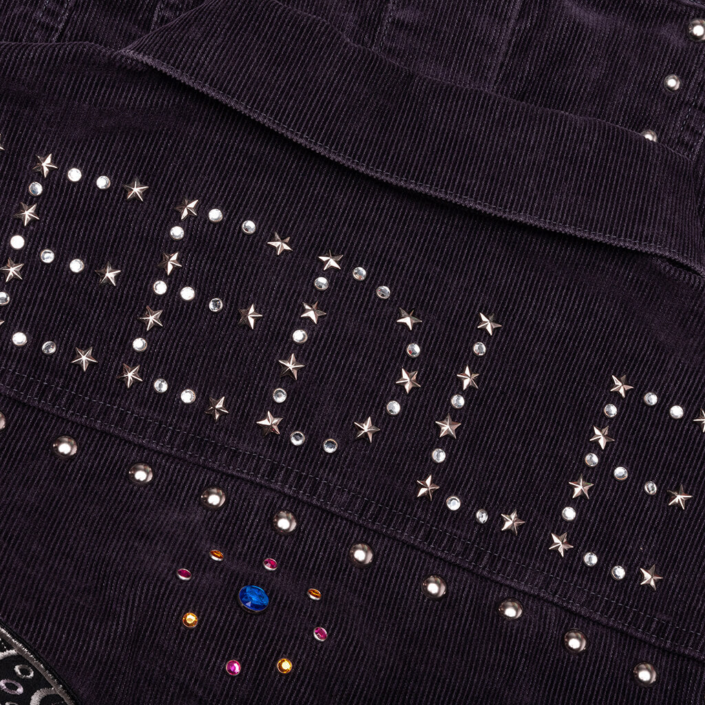 14W Corduroy Studded Jean Jacket - Black