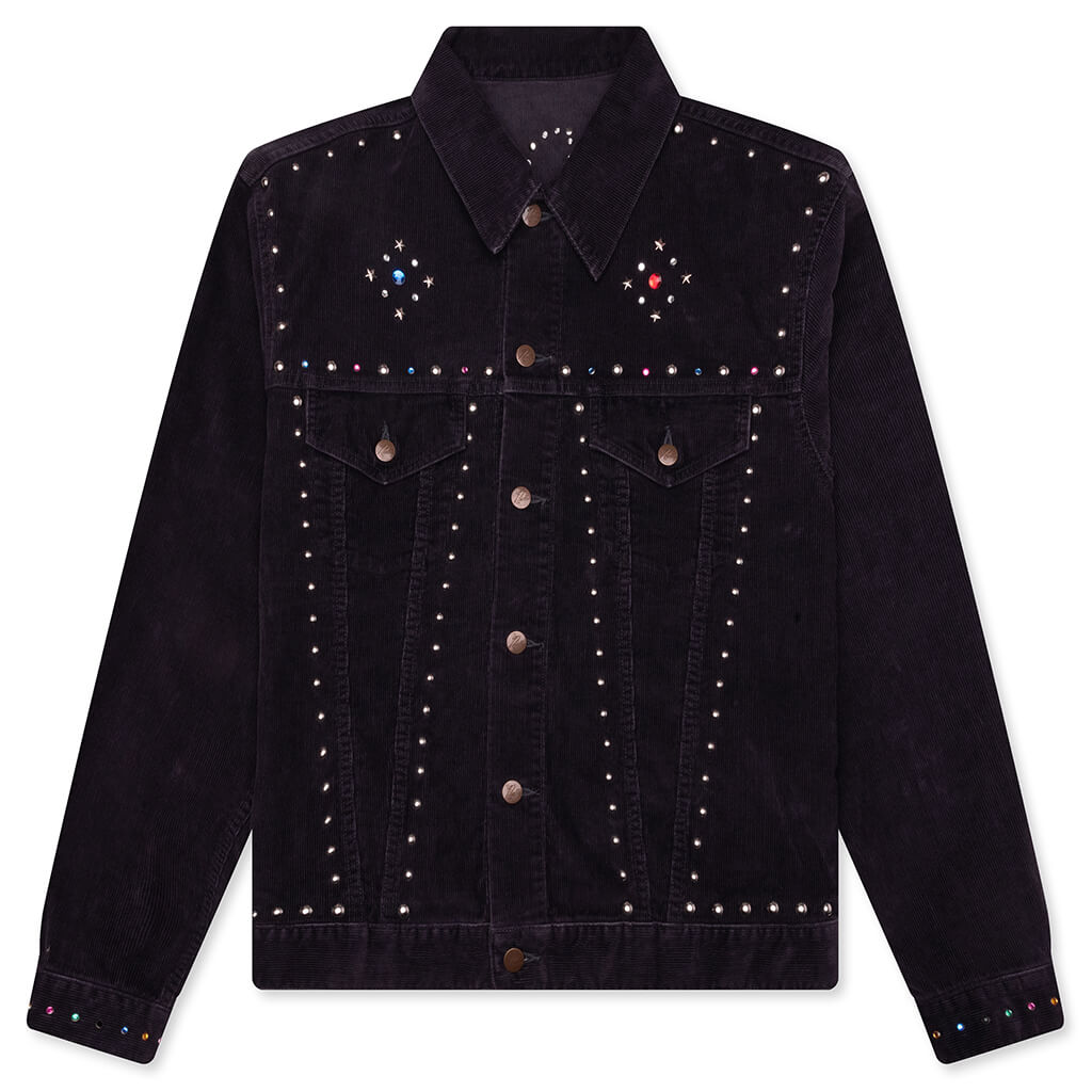 14W Corduroy Studded Jean Jacket - Black