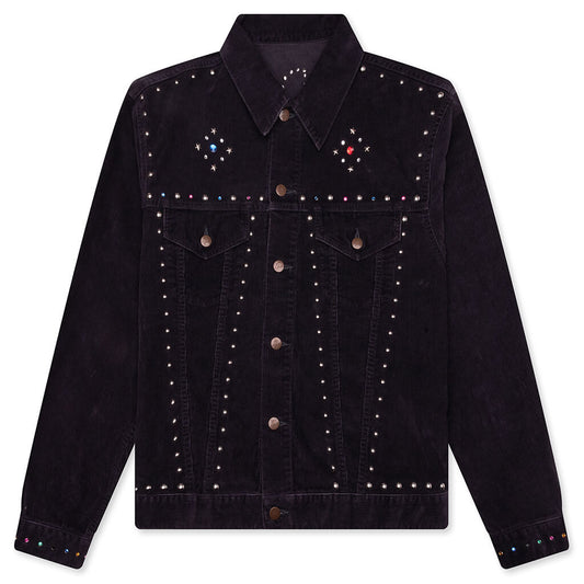 14W Corduroy Studded Jean Jacket - Black