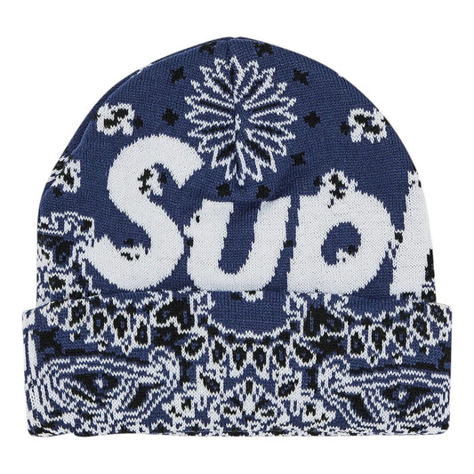 Supreme Bandana Big Logo Beanie 'Navy' FW24BN61-NAVY