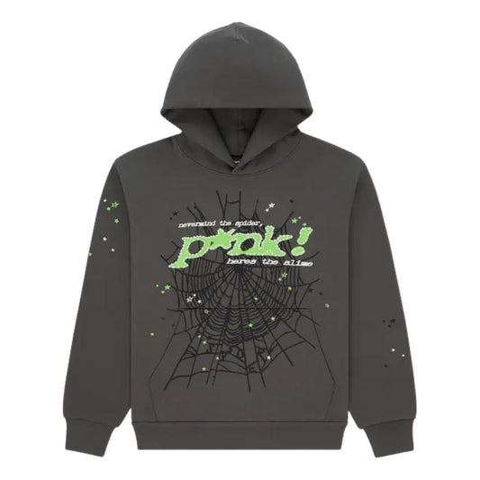 Sp5der Sp5 Punk Pullover Hoodie 'Slate Grey' ST044FW25SLT
