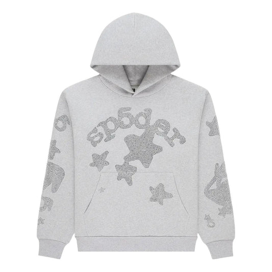 Sp5der Rhinestone Beluga Hoodie 'Heather Grey' ST048FW25HGR
