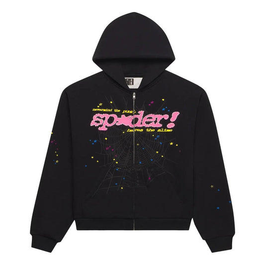 Sp5der Punk V2 Zip Up 'Black' ST046SS26BLK