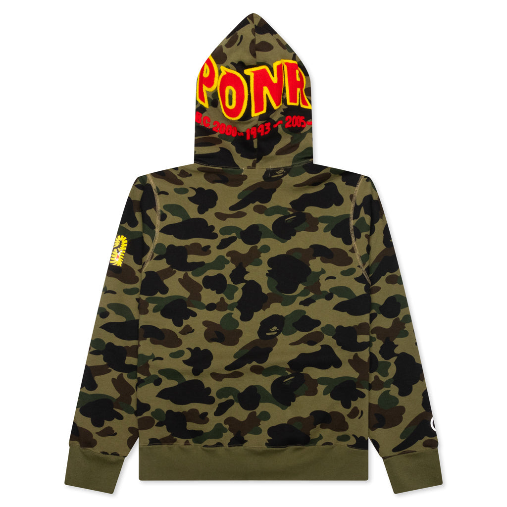 1st Camo 2nd Shark Full Zip Hoodie - Green