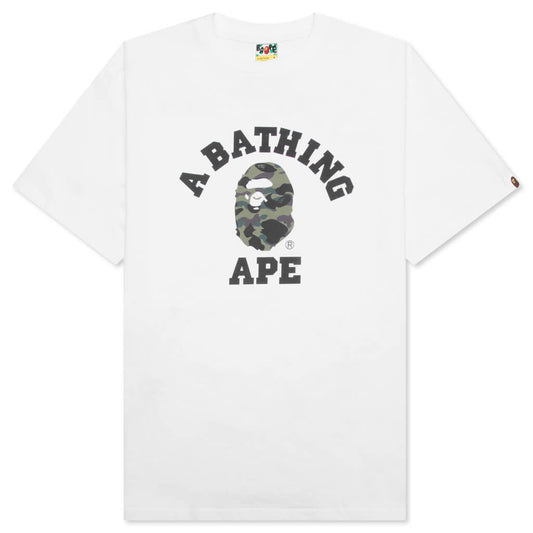 1st Camo College Tee - White/Green