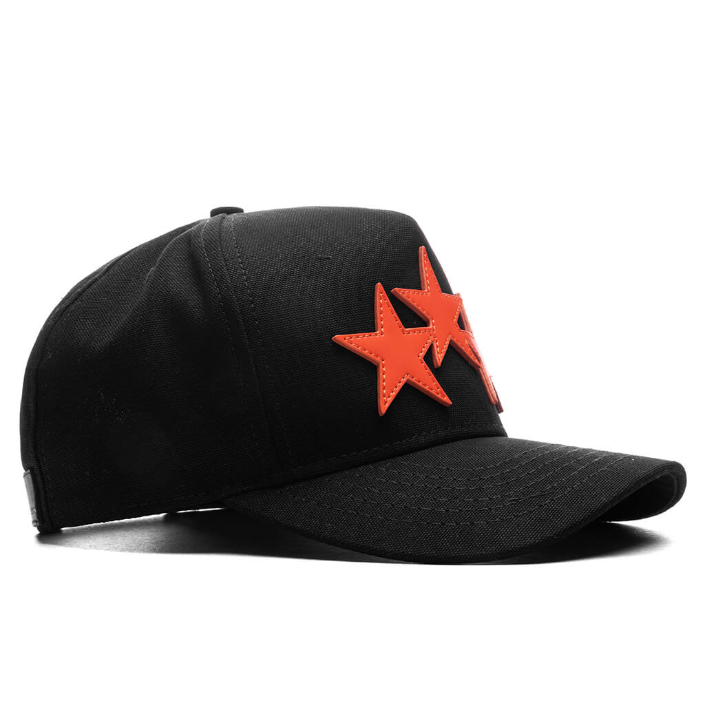 3 Star Canvas Hat - Black Orange