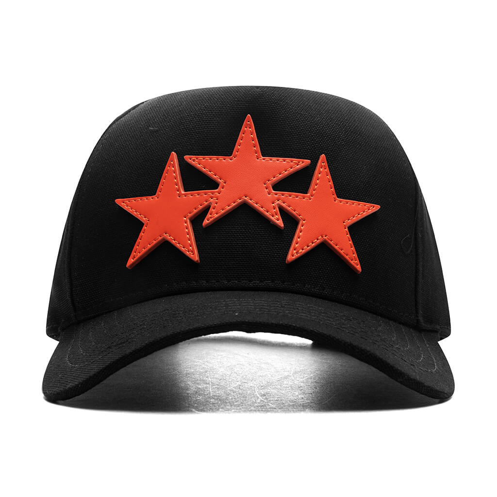 3 Star Canvas Hat - Black Orange