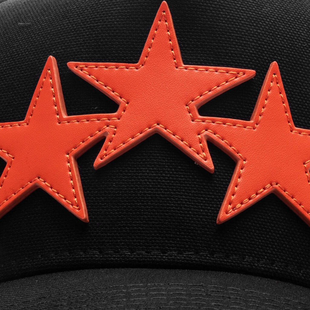 3 Star Canvas Hat - Black Orange