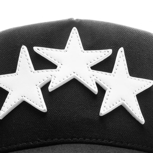3 Star Trucker Hat - Black/White