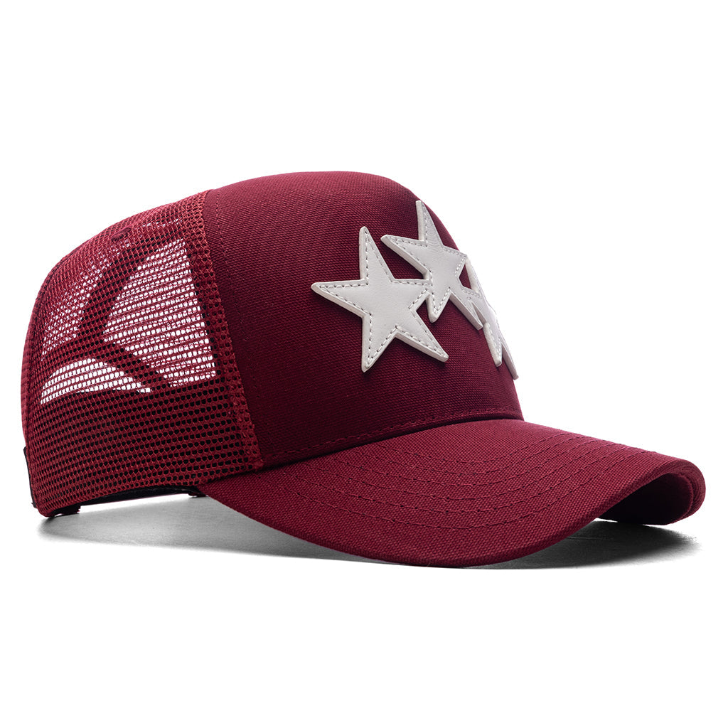 3 Star Trucker Hat - Burgundy