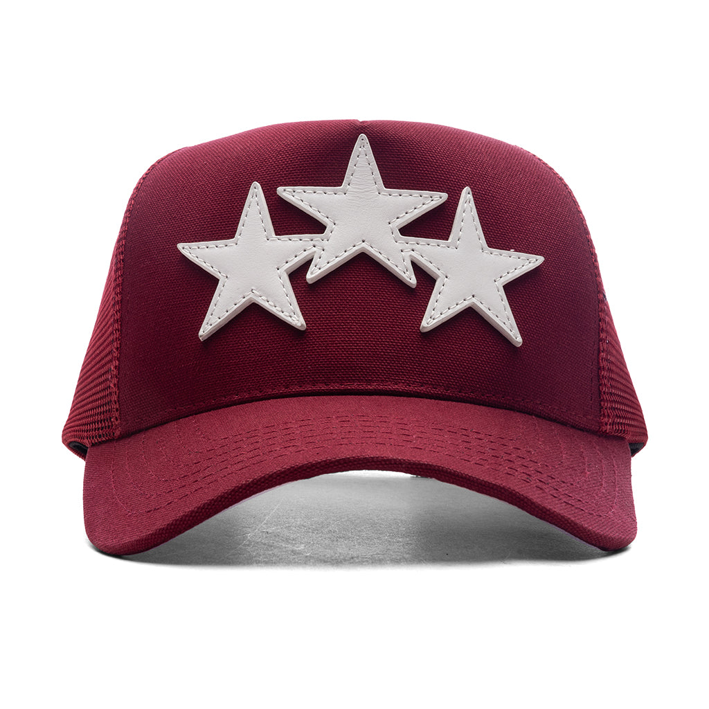 3 Star Trucker Hat - Burgundy