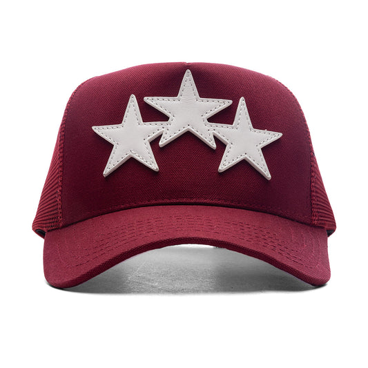 3 Star Trucker Hat - Burgundy