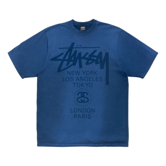 Stussy World Tour T-Shirt 'Sun Faded Navy' 3903962SF-SUN