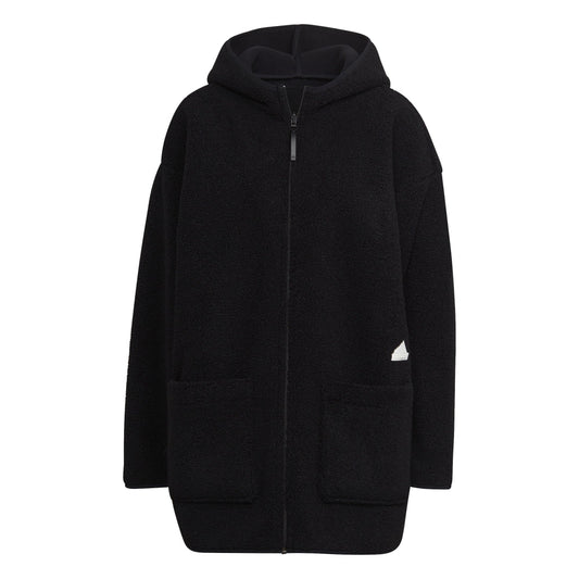 (WMNS) adidas Polar Fleece Long Hooded Track Top Asia Sizing 'Black' HM2841