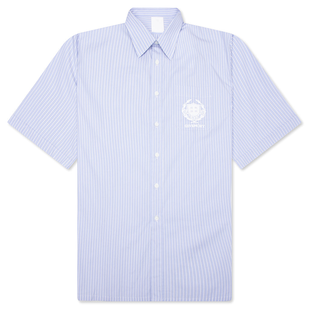 Crest Logo Stripe Shirt - Light Blue