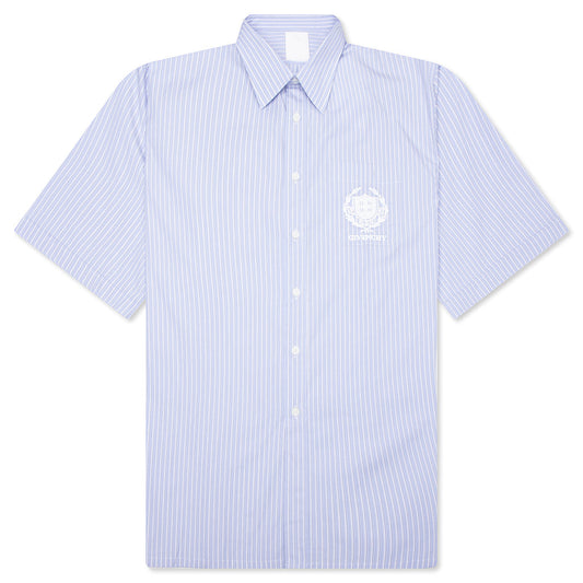 Crest Logo Stripe Shirt - Light Blue