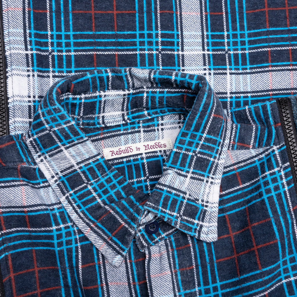 7 Cuts Zipped Wide Flannel Shirt - Assorted