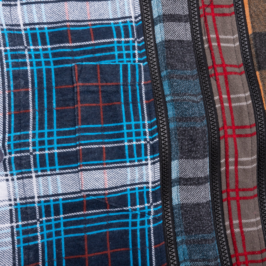 7 Cuts Zipped Wide Flannel Shirt - Assorted