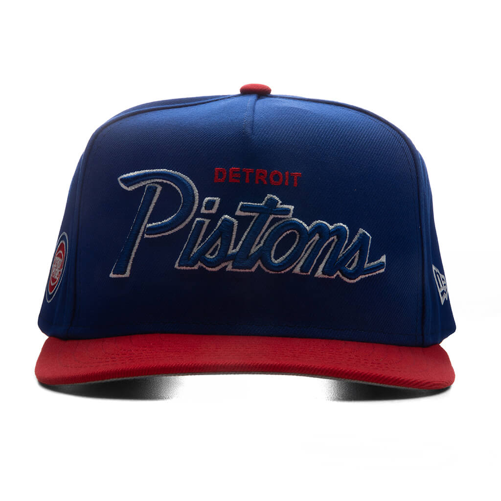9FIFTY A-Frame Curved Hardwood Classics Script Snapback - Detroit Pistons