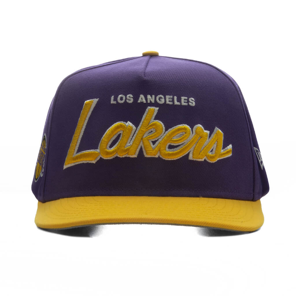 9FIFTY A-Frame Curved Hardwood Classics Script Snapback - Los Angeles Lakers