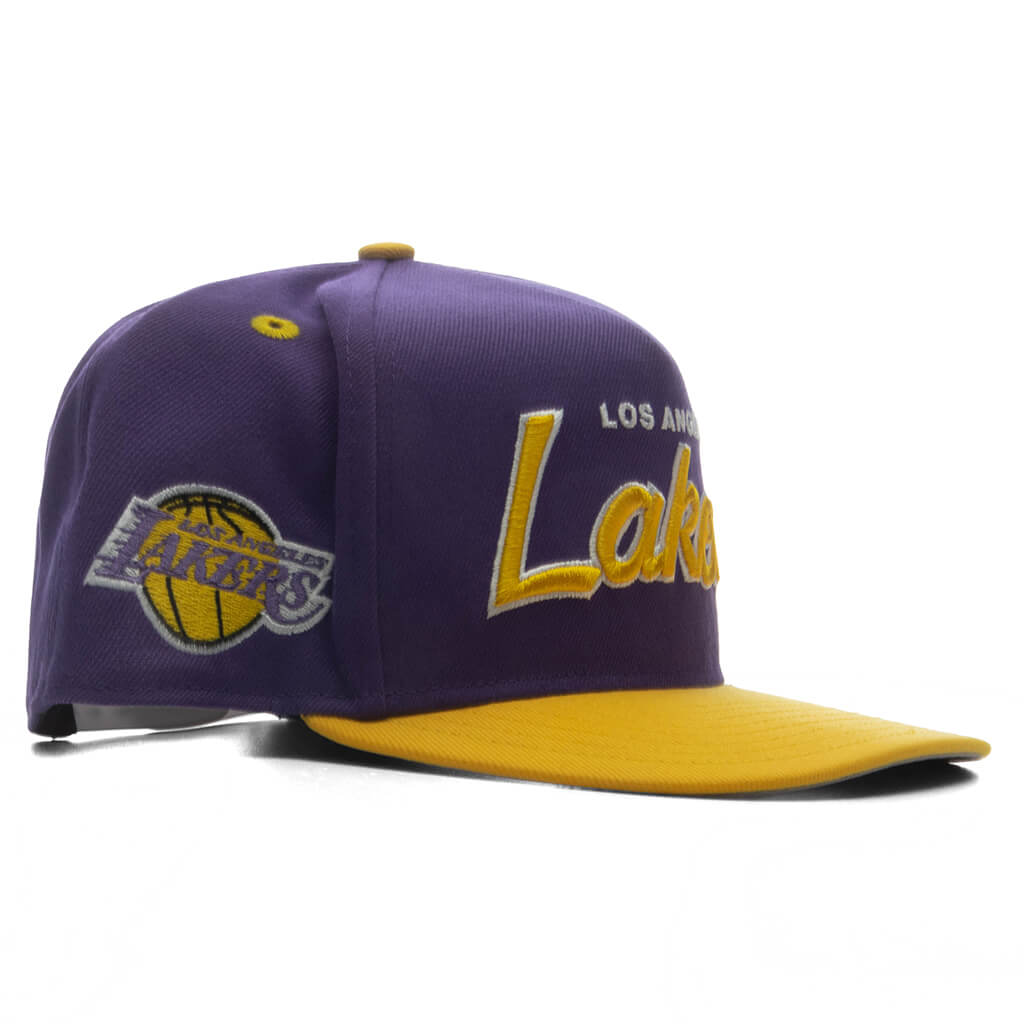 9FIFTY A-Frame Curved Hardwood Classics Script Snapback - Los Angeles Lakers