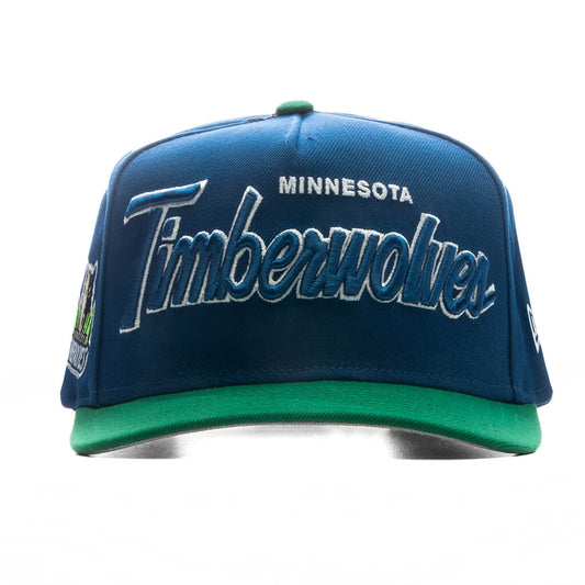 9FIFTY A-Frame Curved Hardwood Classics Script Snapback - Minnesota Timberwolves