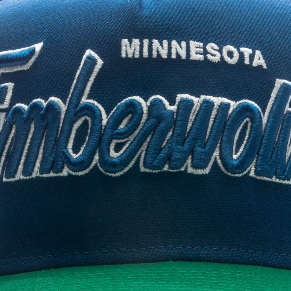 9FIFTY A-Frame Curved Hardwood Classics Script Snapback - Minnesota Timberwolves