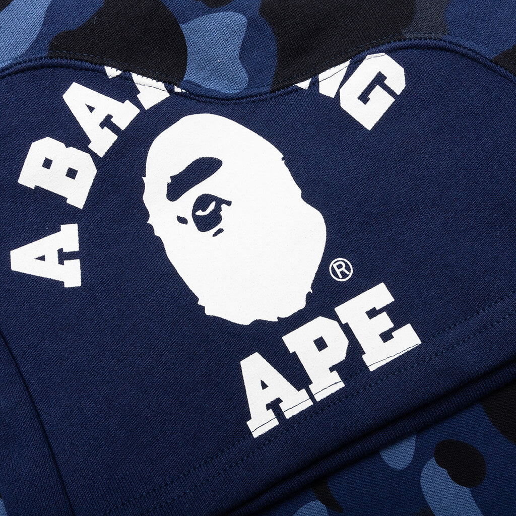 Color Camo Cutting Sweat Shorts - Navy