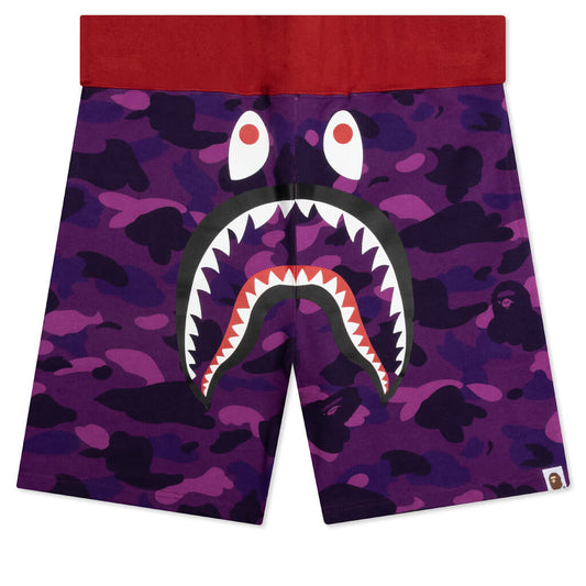 Crazy Camo Shark Sweat Shorts - Purple