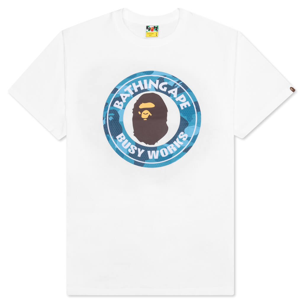 Honeycomb Camo Busy Works Tee - White/Blue