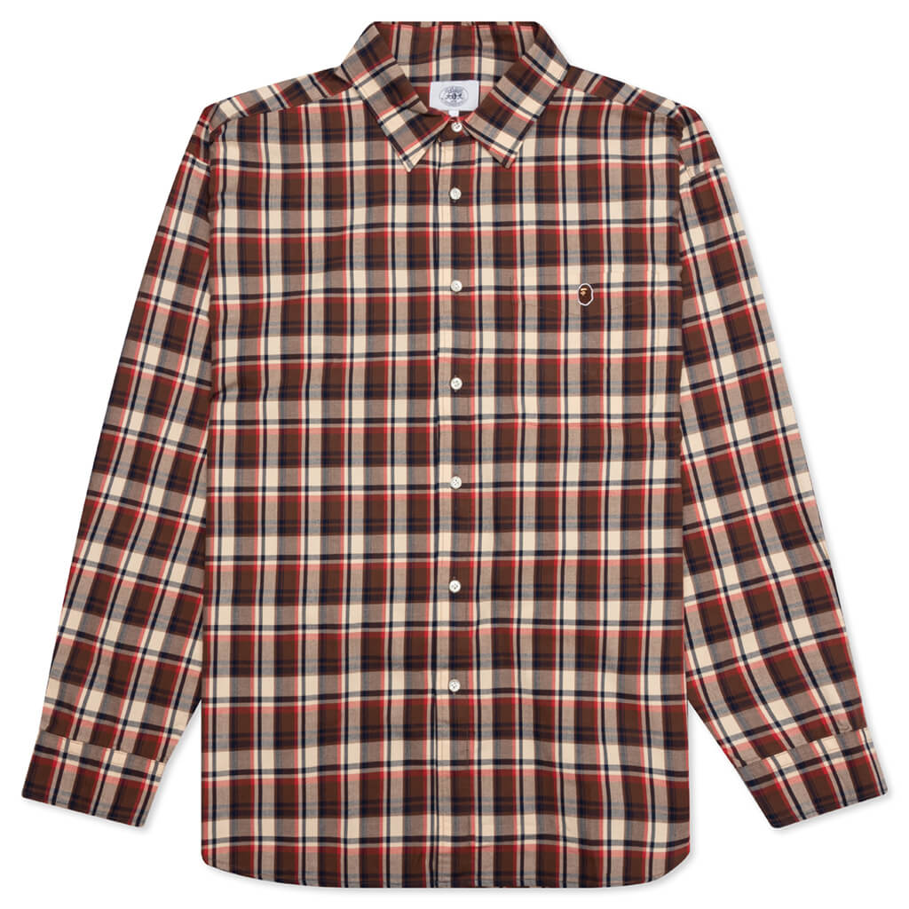 Mini Bape Check Loose Fit Shirt - Red