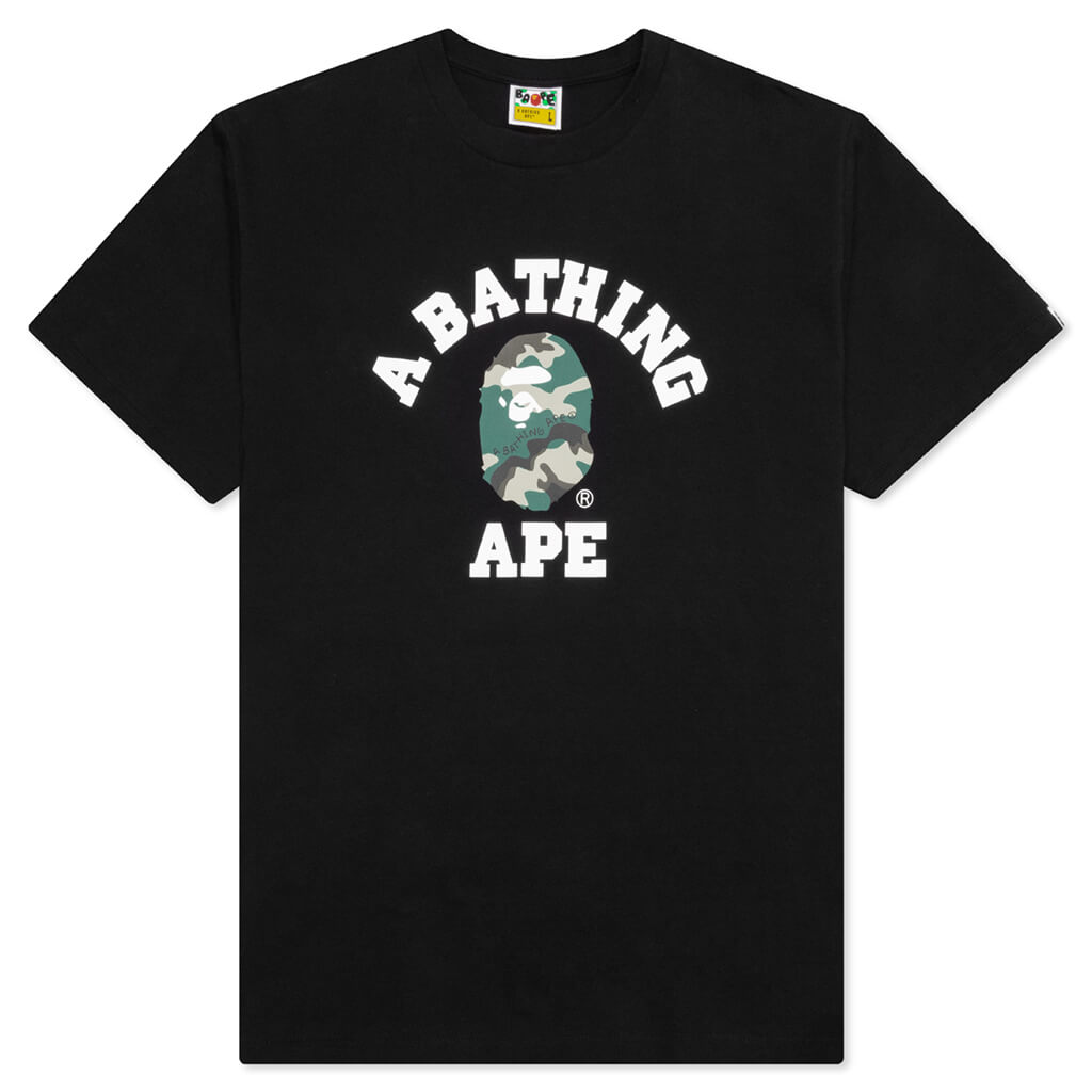 Woodland Camo College Tee  - Black