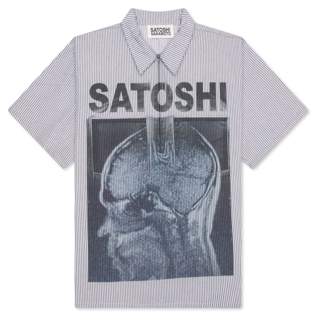 A Lot on My Mind Oversized Workshirt - Grey Stripes