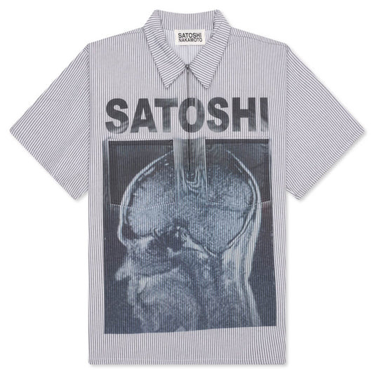 A Lot on My Mind Oversized Workshirt - Grey Stripes